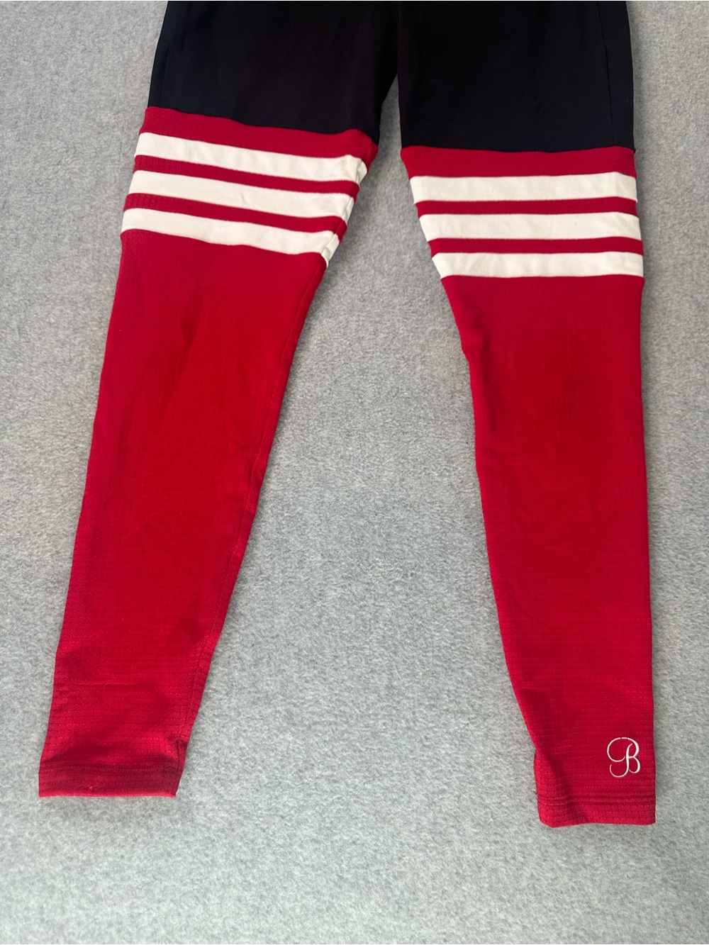Bombshell Thigh High Stripe Sock Leggings Black Red White High Waist Size Medium - Picture 5 of 13